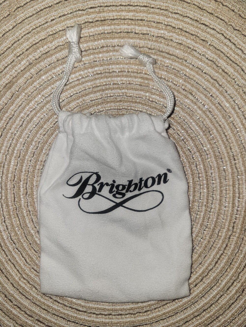 Brighton White Drawstring Jewelry Pouch with Logo